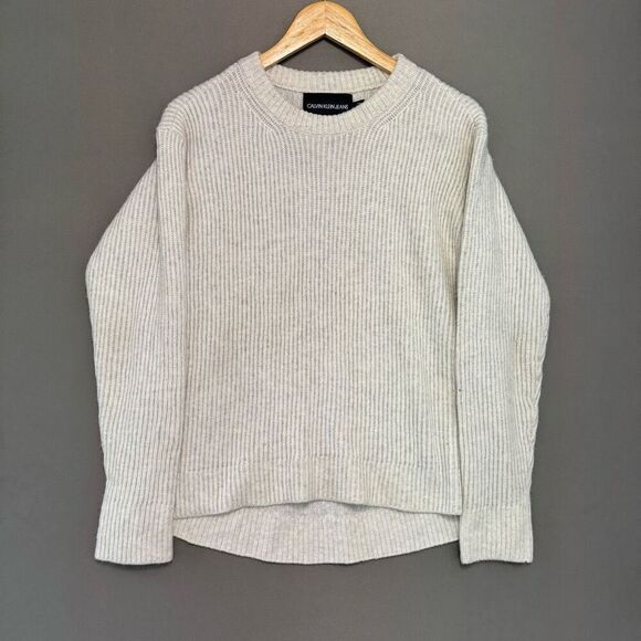Calvin Klein Jeans Women’s Ribbed Sweater Size Large Round Neck Knit Style - Picture 1 of 11